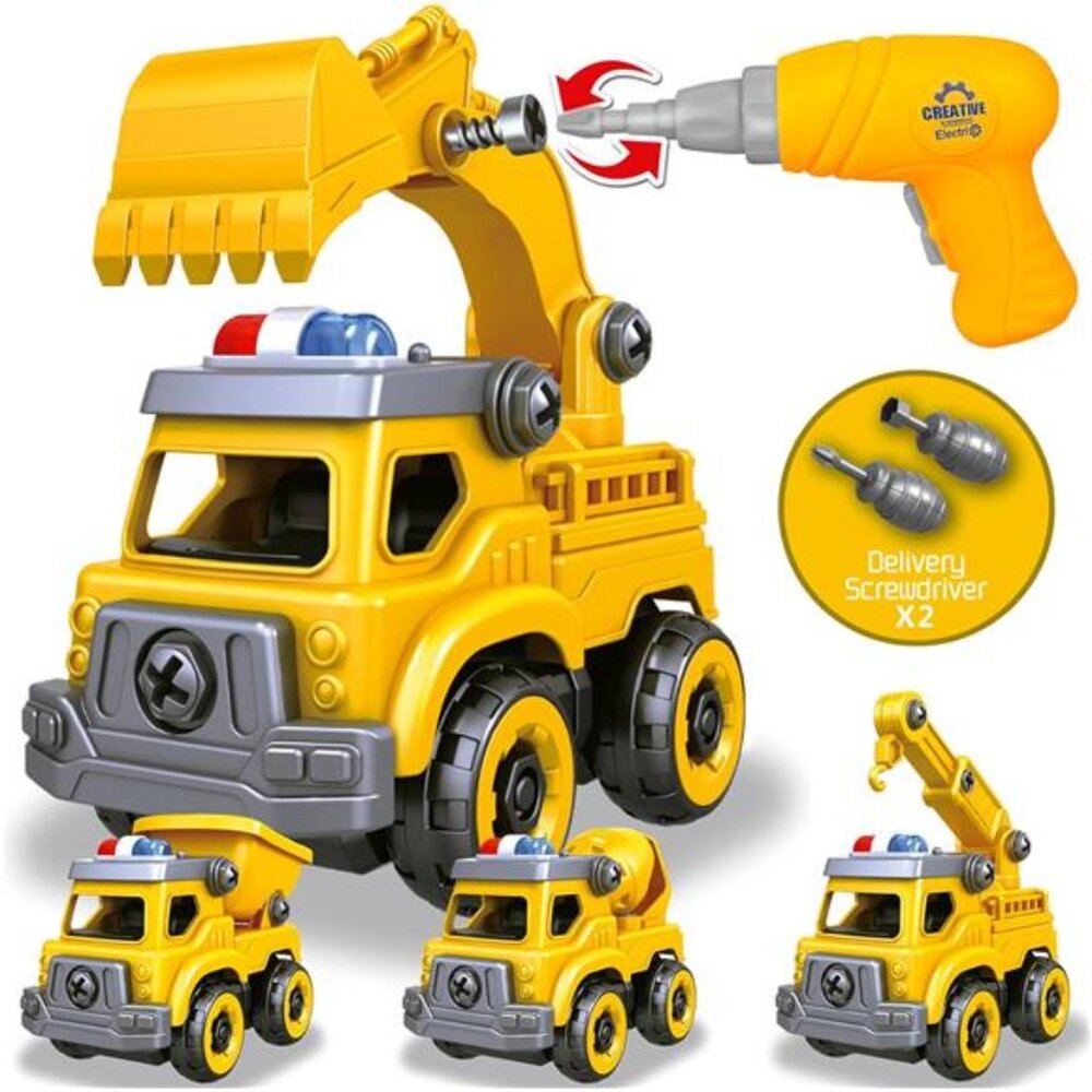 4-in-1 Take Apart Car Toys for Boys DIY Engineering Construction Truck Toy